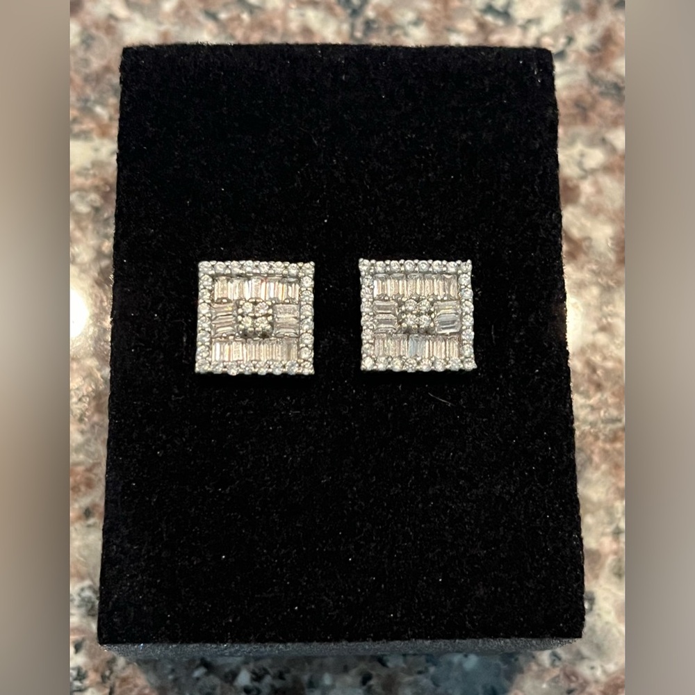 EJ 925 CN Sterling Silver CZ Stud Earrings
